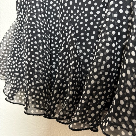 East 5th Black and White Polka Dot Midi Pull On Elastic Waist with Ruffle Hem. - Picture 3 of 10